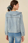 Womens Exaggerated Ruffle Collar Denim Jacket