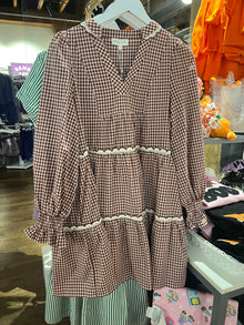  Plaid Burgundy Dress