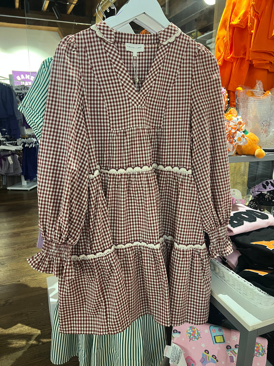 Plaid Burgundy Dress