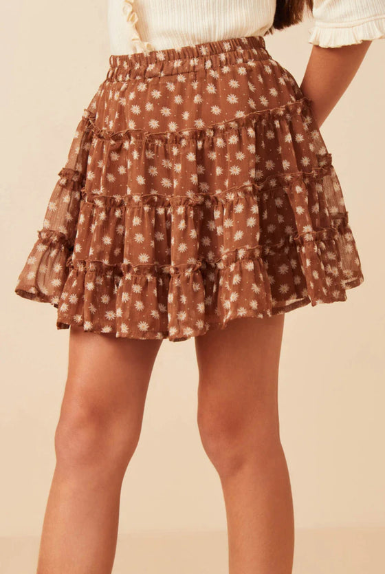 Ditsy Floral Elastic Waist Skirt