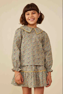  Wavy Twill Peter Pan Collar Top