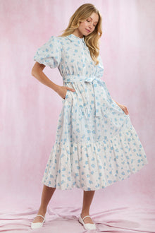  Stripe & Floral Light Blue Dress