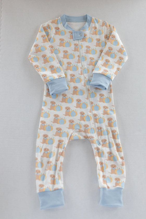 Blue Pumpkin Puppy Zip Pajamas