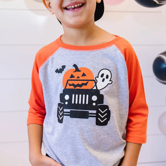 Pumpkin Monster Truck Halloween 3/4 shirt