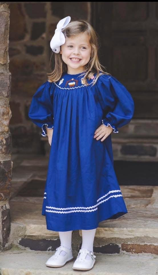 Nativity Smocked Bishop Dress