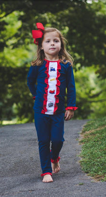  Ruffle Train & Ticket Cozy Pajama Set