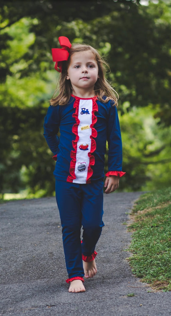 Ruffle Train & Ticket Cozy Pajama Set