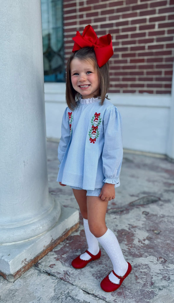 Embroidered Santa Bloomer Set
