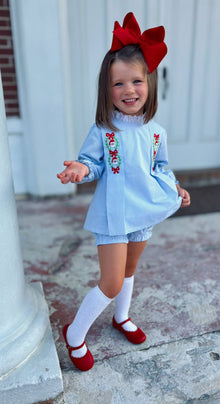  Embroidered Santa Bloomer Set