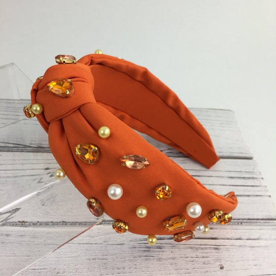 Orange stone/pearl headband