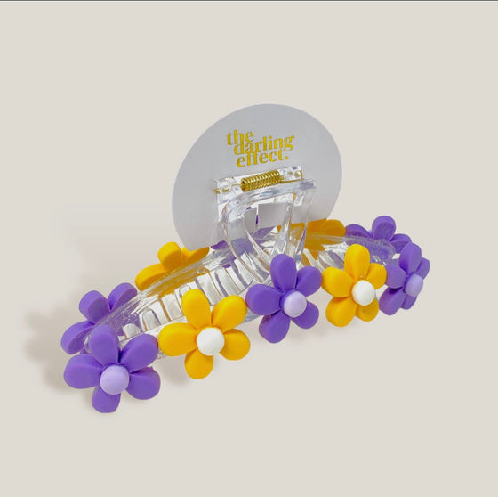 Daisy Claw Clip - Purple + Yellow