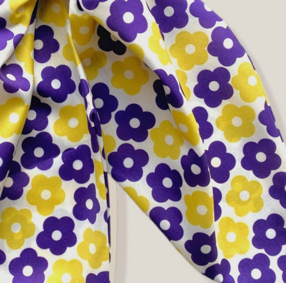 Floral Hair Scarf - Purple + Yellow