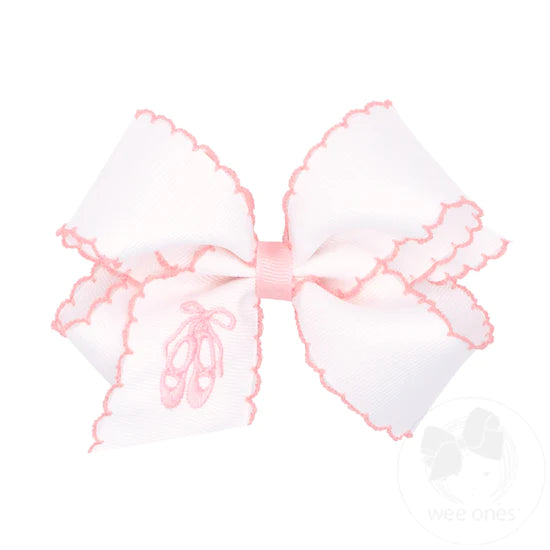 Embroidered Ballet Slippers Hair Bow
