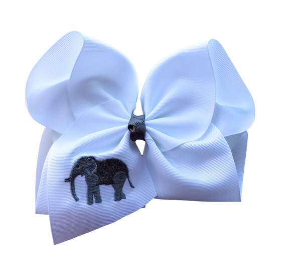 Elephant Embroidered Hair Bow