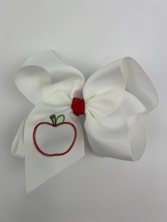 Apple Embroidered Bow