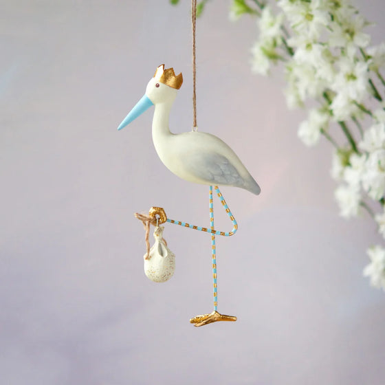 Royal Stork Ornament: Blue