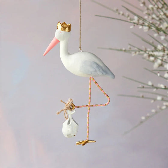Royal Stork Ornament: Pink