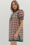 Taupe Holiday Plaid Dress