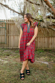  Holiday Red Plaid Dress