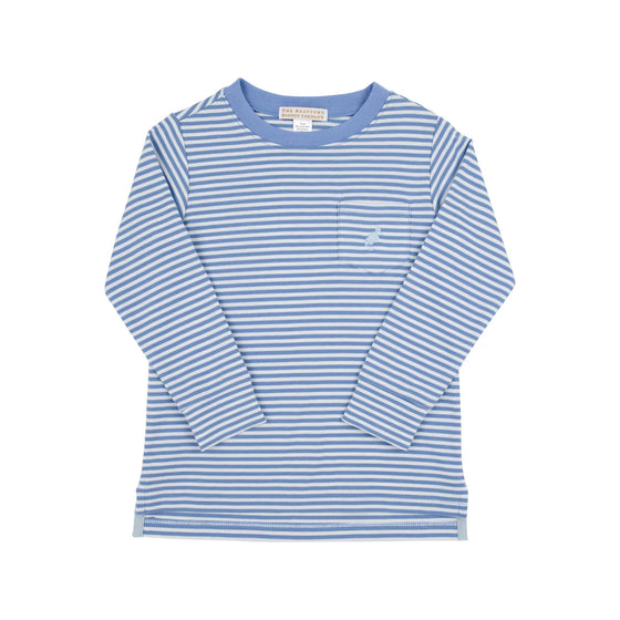 L/S Carter Crewneck: Barbados Blue Stripe with Buckhead Blue Stork