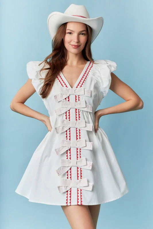 Mini White & Red Cotton Dress