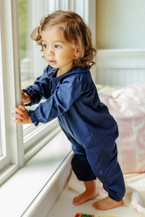 Ramona Ruffle Romper: Nantucket Navy