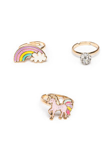  Unicorn Rainbow Rings 3pc