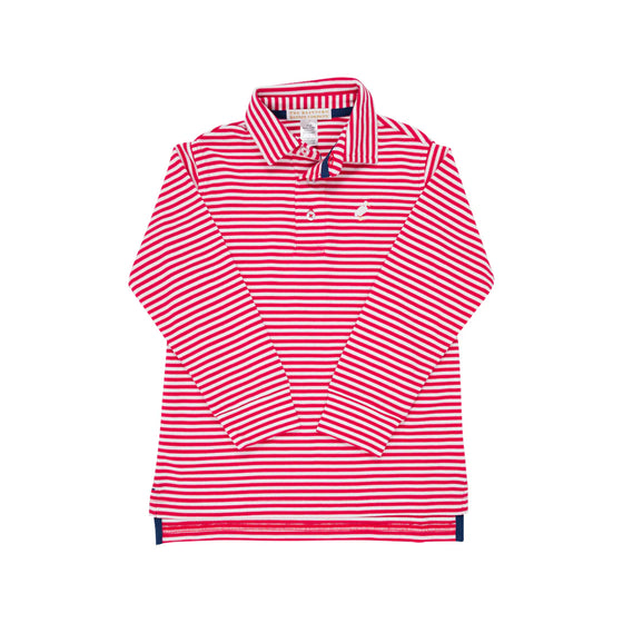 Prim & Proper Polo Long Sleeve Pima: Richmond Red Stripe