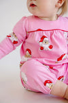 Long Sleeve Penny's Playsuit: Dear Santa (Hamptons Hot Pink) with Richmond Red