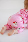 Long Sleeve Penny's Playsuit: Dear Santa (Hamptons Hot Pink) with Richmond Red