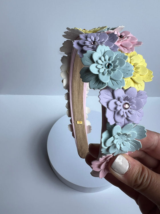 Multi Leather Flower Headband