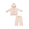 French Terry Checkerboard Pink Set