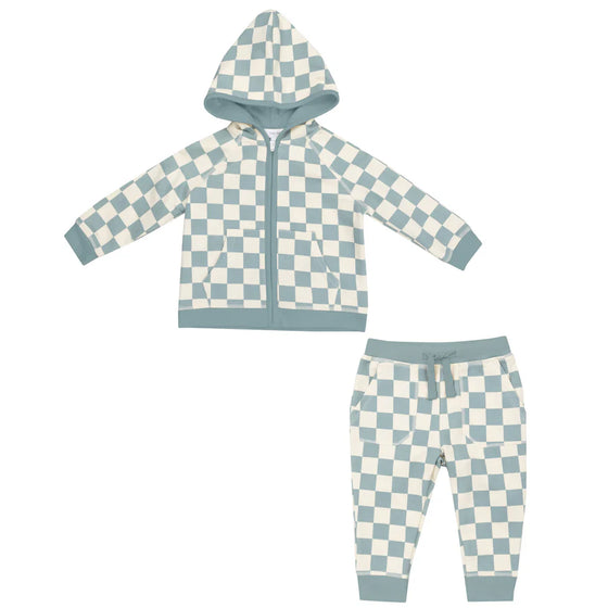 French Terry Checkerboard Set: Gray Mist