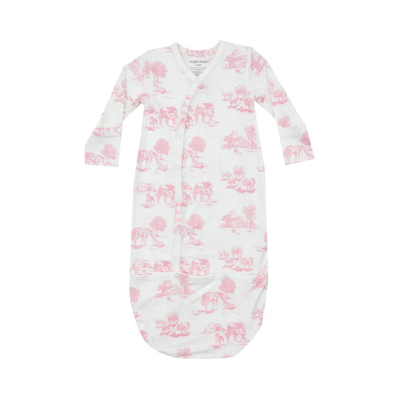 Farm Toile Pink Gown (0-3m)