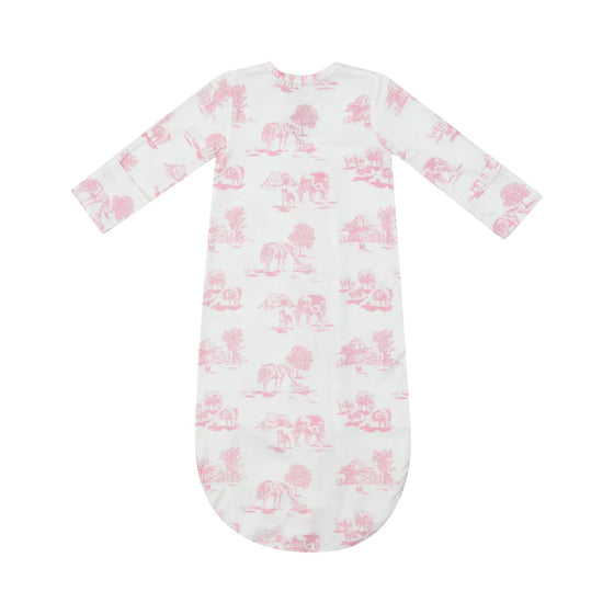 Farm Toile Pink Gown (0-3m)