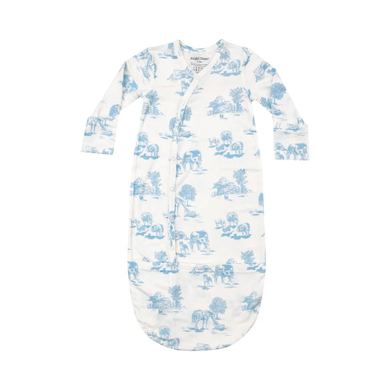 Farm Toile Blue Gown (0-3m)