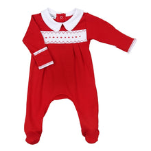  Red Boys Smocked Collared Footie