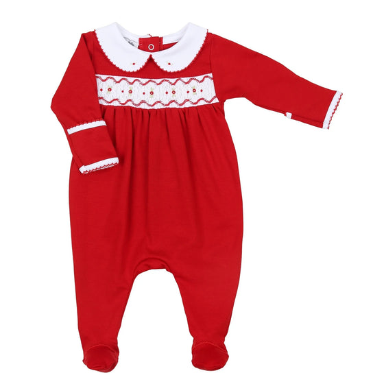 Red Smocked Collared Footie