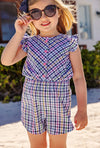 Marion Rose Romper: Pier Pointe Plaid