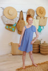Mabelle Bow Dress: Park City Periwinkle Eyelet