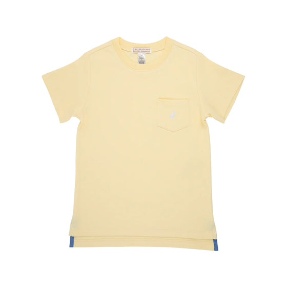 Carter Crewneck: Bellport Butter Yellow With Worth Avenue White Stork