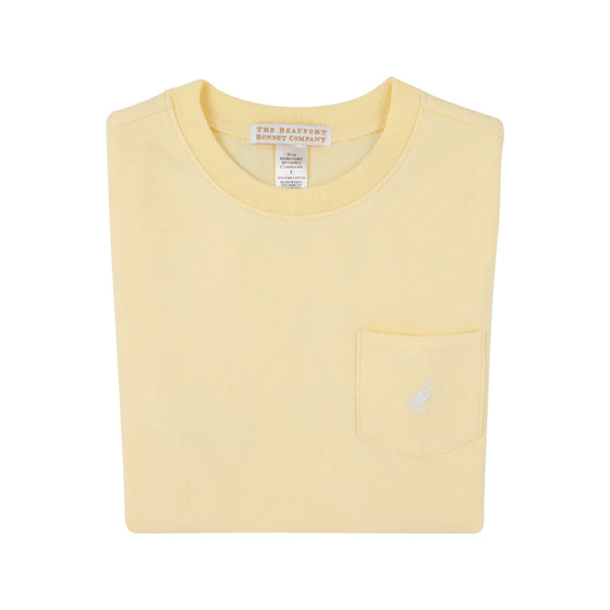 Carter Crewneck: Bellport Butter Yellow With Worth Avenue White Stork