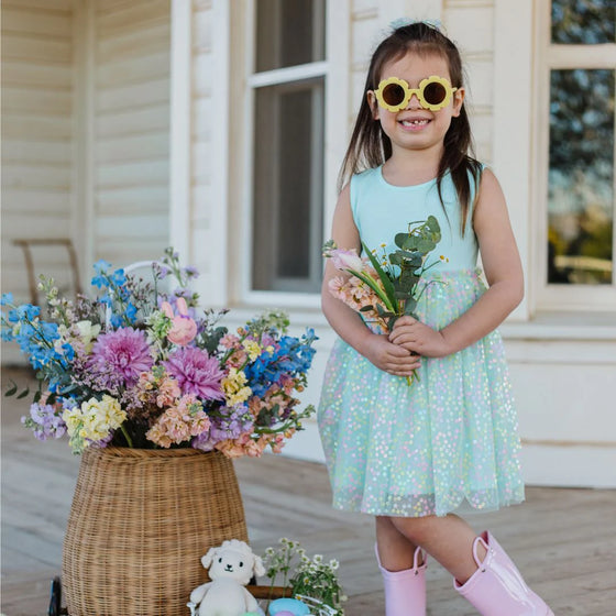 Robin's Egg Confetti Flower Dress