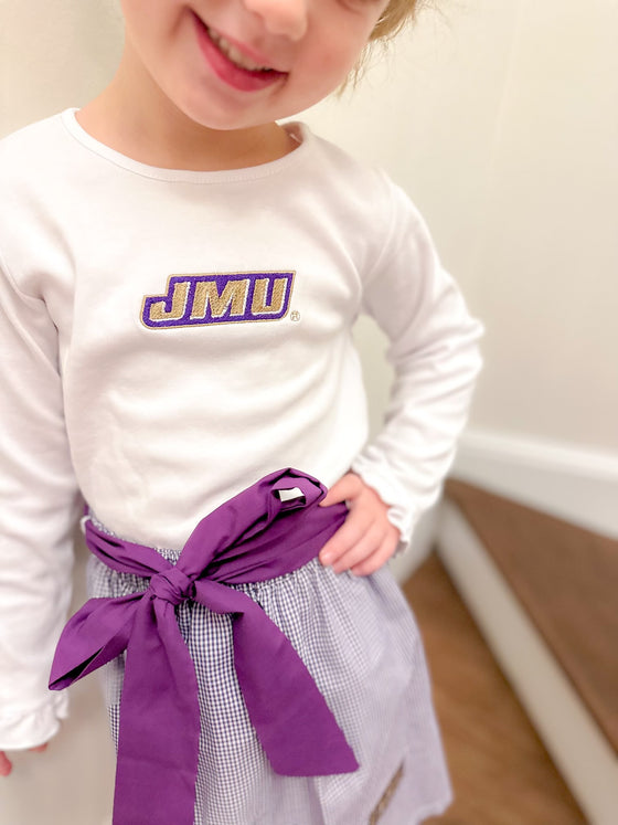 JMU Dukes Embroidered White Long Sleeve Shirt