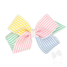  Color Block Seersucker Overlay Hair Bow