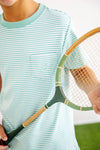 Carter Crew: Turks Teal Stripe