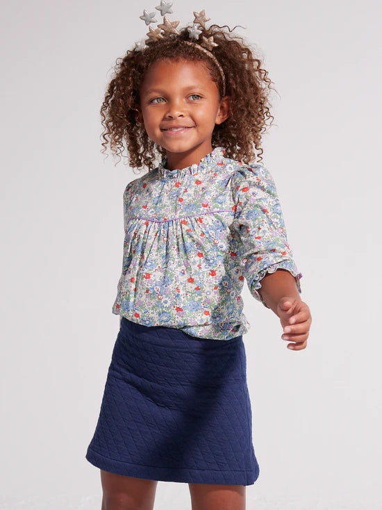 Quilted Mini Skirt: Navy