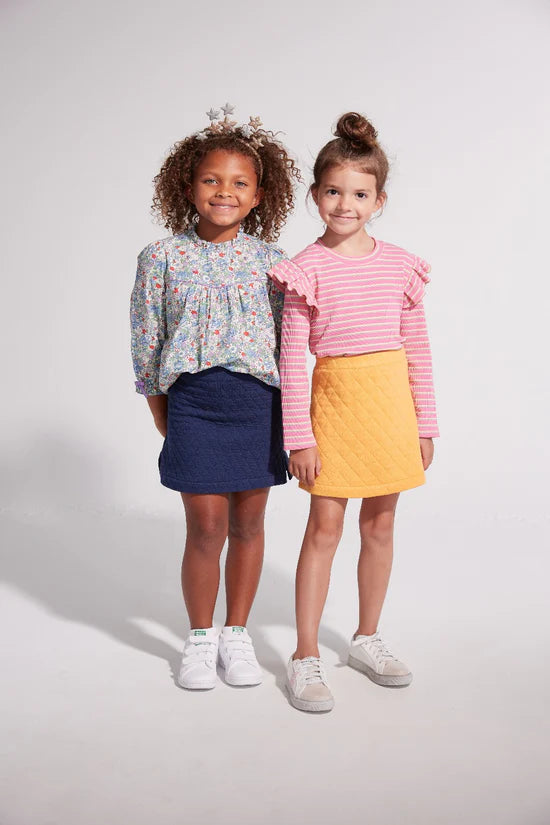 Quilted Mini Skirt: Navy