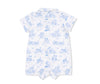 Puppy Toile Polo Shortie: Blue