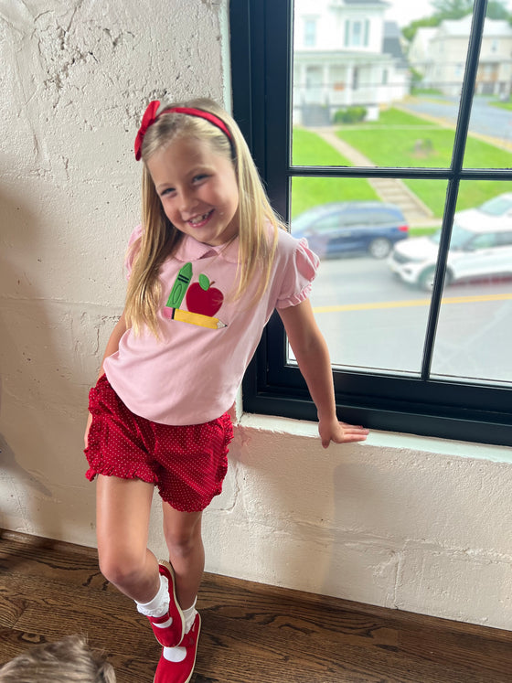 Red Ruffled Shorts with White Polkadot